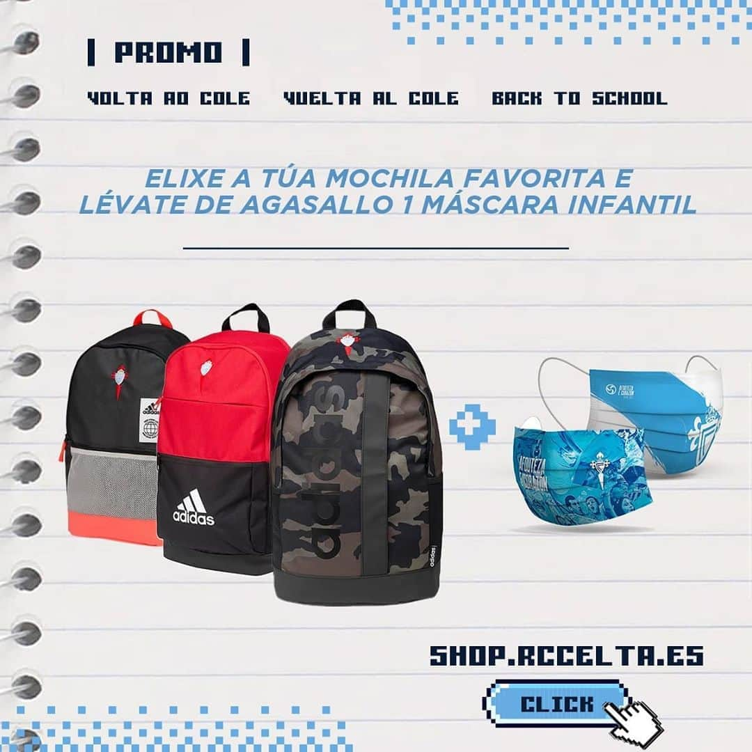 セルタ・デ・ビーゴさんのインスタグラム写真 - (セルタ・デ・ビーゴInstagram)「A volta ao cole máis celeste! 🎒 . Elixe unha mochila da colección @adidas_es e leva unha máscara infantil do RC Celta de regalo! . shop.rccelta.es ✌️ Ligazón nas stories!」9月27日 1時11分 - rccelta