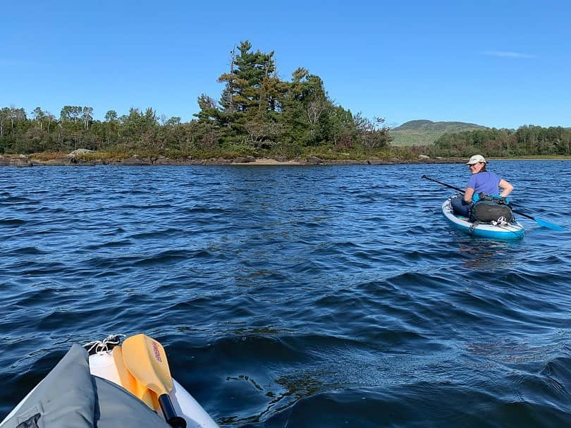 Tim Lamanさんのインスタグラム写真 - (Tim LamanInstagram)「Photos by @TimLaman.  Here are a few more shots from my recent 3-day 40+ mile paddleboarding adventure in Maine with my daughter.  1) Beautiful morning on the Moose River; 2) Paddling into fall; 3) Attean Pond iPhone shot of Jessica when we stopped to watch a bald eagle (can you see the Eagle?); 4) Bald Eagle being magestic. (Not an iPhone shot). #Maine #SUP #SUPexpedition #BaldEagle   Remember folks – for my end of Sep monthly giveaway, I have an 8x10 in signed Red Bird-of-Paradise print.  All you have to do to enter is visit the link in bio and sign up for my newsletter.  All current and new subscribers are entered.  Good luck!」9月27日 6時05分 - timlaman