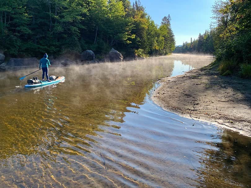 Tim Lamanさんのインスタグラム写真 - (Tim LamanInstagram)「Photos by @TimLaman.  Here are a few more shots from my recent 3-day 40+ mile paddleboarding adventure in Maine with my daughter.  1) Beautiful morning on the Moose River; 2) Paddling into fall; 3) Attean Pond iPhone shot of Jessica when we stopped to watch a bald eagle (can you see the Eagle?); 4) Bald Eagle being magestic. (Not an iPhone shot). #Maine #SUP #SUPexpedition #BaldEagle   Remember folks – for my end of Sep monthly giveaway, I have an 8x10 in signed Red Bird-of-Paradise print.  All you have to do to enter is visit the link in bio and sign up for my newsletter.  All current and new subscribers are entered.  Good luck!」9月27日 6時05分 - timlaman