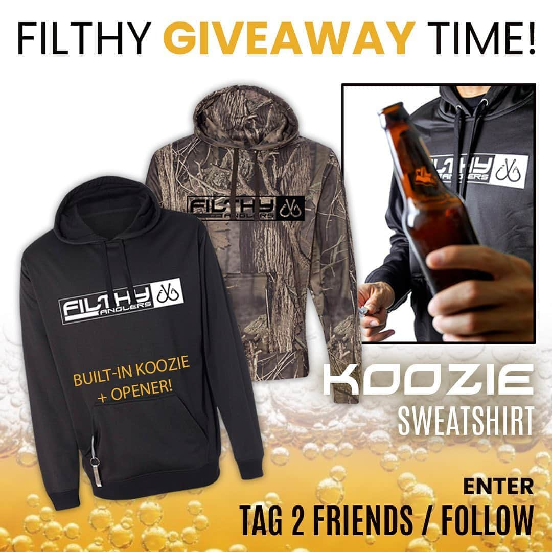 Filthy Anglers™さんのインスタグラム写真 - (Filthy Anglers™Instagram)「GIVEAWAY! Simply tag 2 friends below or more! You must be following us to win one of our most popular hoodies, the Filthy Koozie hoody. You can choose which one as well! It has a built in neoprene koozie inside the pouch with attached bottle opener. It’s the perfect hoodie for fall fishing while you consume your favorite beverage! Contest ends September 30th, with winner announced in our story at 9PM EST. #fishing #giveaway #bassfishing #outdoors #hoodieseason #bass #filthyanglers #outdoor #photo #largemouthbass #smallmouth #hunting #camo」9月27日 8時37分 - filthyanglers