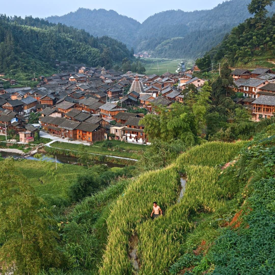 National Geographic Travelさんのインスタグラム写真 - (National Geographic TravelInstagram)「Photo by @Justin.Jin / Shielded from the rest of China’s rapid development by a cascade of steep mountains, this Chinese village in Guizhou Province has kept its ethnic minority traditions and arts from centuries ago. With a history that goes back to the Tang dynasty, the area is adorned with stunning wooden flower bridges, bell towers, and beautiful old houses. Yet, as I pursue my long-term documentary projects in the region, I see new highways and tunnels plowing through these mountains, putting the future of the village at a crossroads.  Follow @justin.jin for more stories and images from around the world. #China #village #tradition #justinjin #ethnicminority」9月27日 9時05分 - natgeotravel