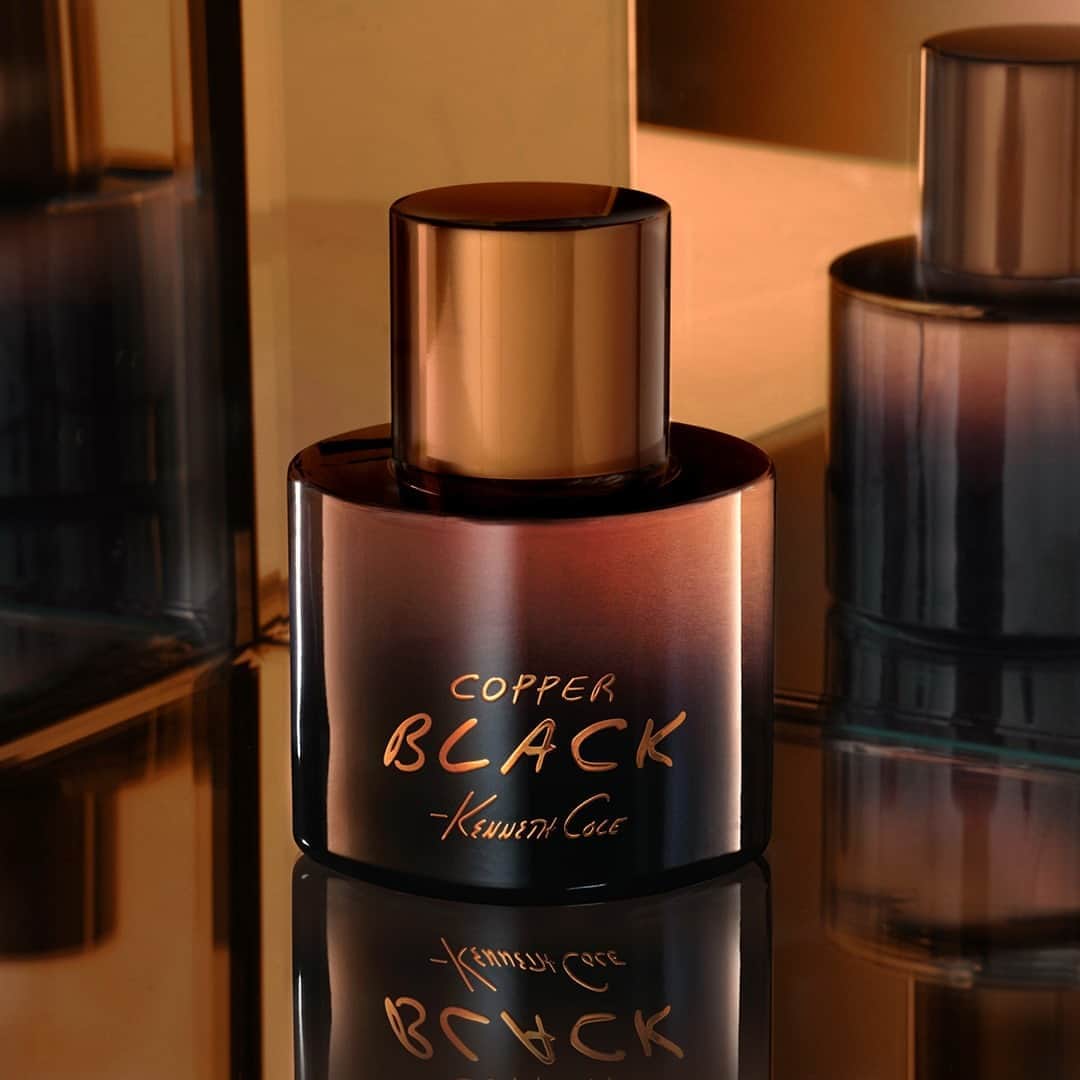 ケネスコールのインスタグラム：「Distill the moment with our rich, warm scent Copper Black. You’ll feel as refined as the bottle looks. #BeInYourElement #ScentHereForYou #Fragrance  When you shop at KennethCole.com, we donate to THE MENTAL HEALTH COALITION –a life-changing movement working to destigmatize all mental health conditions by unifying our partners’ efforts, including those focused on the emotional well-being of Black communities. Info link in bio.」