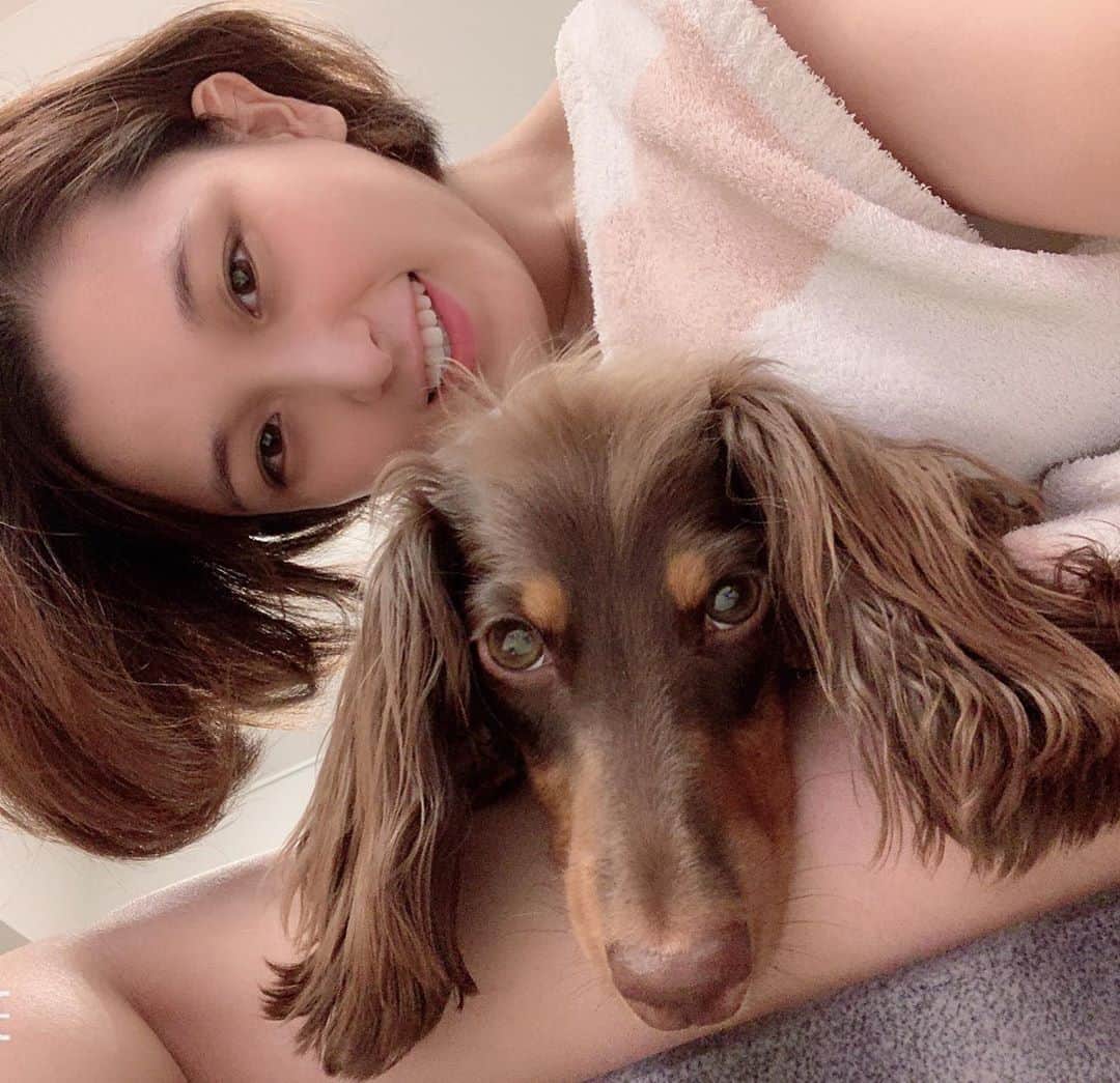 ぱにゃえのインスタグラム：「私の足は顎置きではなーい笑 全然どいてくれないのよ🐶  #あご置き犬  #あったかいんだから」