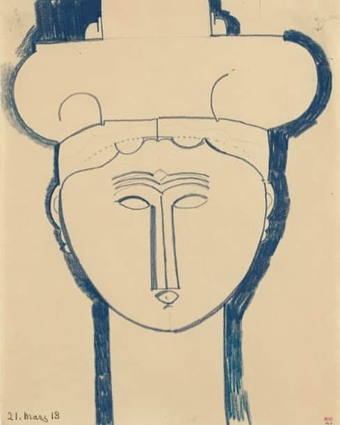 オーレリービダマンのインスタグラム：「Tête de cariatide surmontée d'architecture, Amedeo Modigliani #inspiration #aureliebidermann」