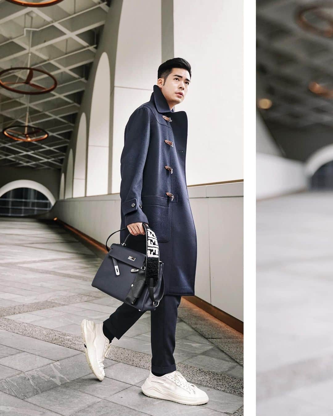 Christoffer Chengのインスタグラム：「Just found out that I can earn extra Asia Miles from shopping at my favourites sites like @farfetch @mrporterlive @matches_man @ssense , just simply connect to these sites via shop.asiamiles.com and all purchases you make will get you extra asia miles !!! Wish I knew this sooner!! Check out these looks/items that you can get from those sites!!  Long navy wool coat: @ralphlauren  Gold necklace and shearling bag strap: @fendi  Navy Kelly 32 bag : @hermes (@farfetch sells preloved @hermes !) Sunglasses case/charm: @prada  Navy saffiano bag: @prada  Black double pocket jacket: @amiparis  #asiamiles @asiamiles  #liferewarded #FWInspirations #FWColours #OOTD」