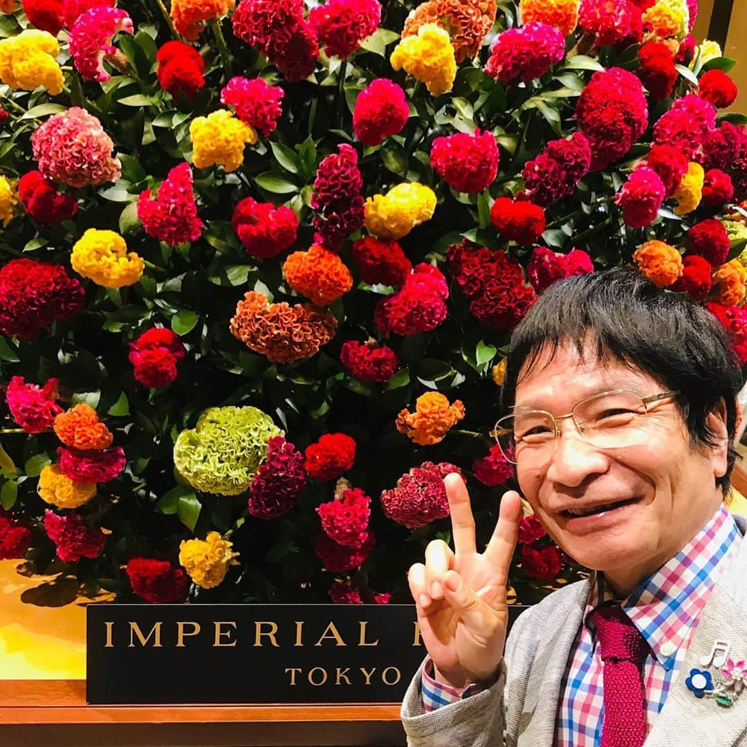 尾木直樹さんのインスタグラム写真 - (尾木直樹Instagram)「帝国ホテルの玄関に大きくて見事なアレンジメントが😍 - #アレンジメント#真紅#ケイトウ#ニコニコ#尾木ママ」9月27日 16時50分 - oginaoki_ogimama