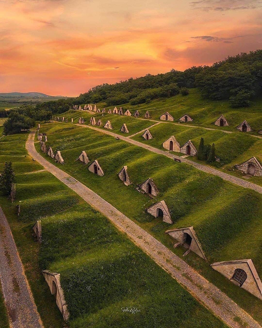 Discover Earthさんのインスタグラム写真 - (Discover EarthInstagram)「Wine Cellars ! These picturesque cellars with their characteristic triangle-shaped doors belong to the well-known Tokaj Wine Region. Swabians established the village in the 18th century, and they played a crucial role in the evolution of viticulture. 🍷  #discoverhungary🇭🇺 with @peter.rajkai & @bokehm0n   #winecountry #hobbithouse #winecellar」9月27日 20時01分 - discoverearth