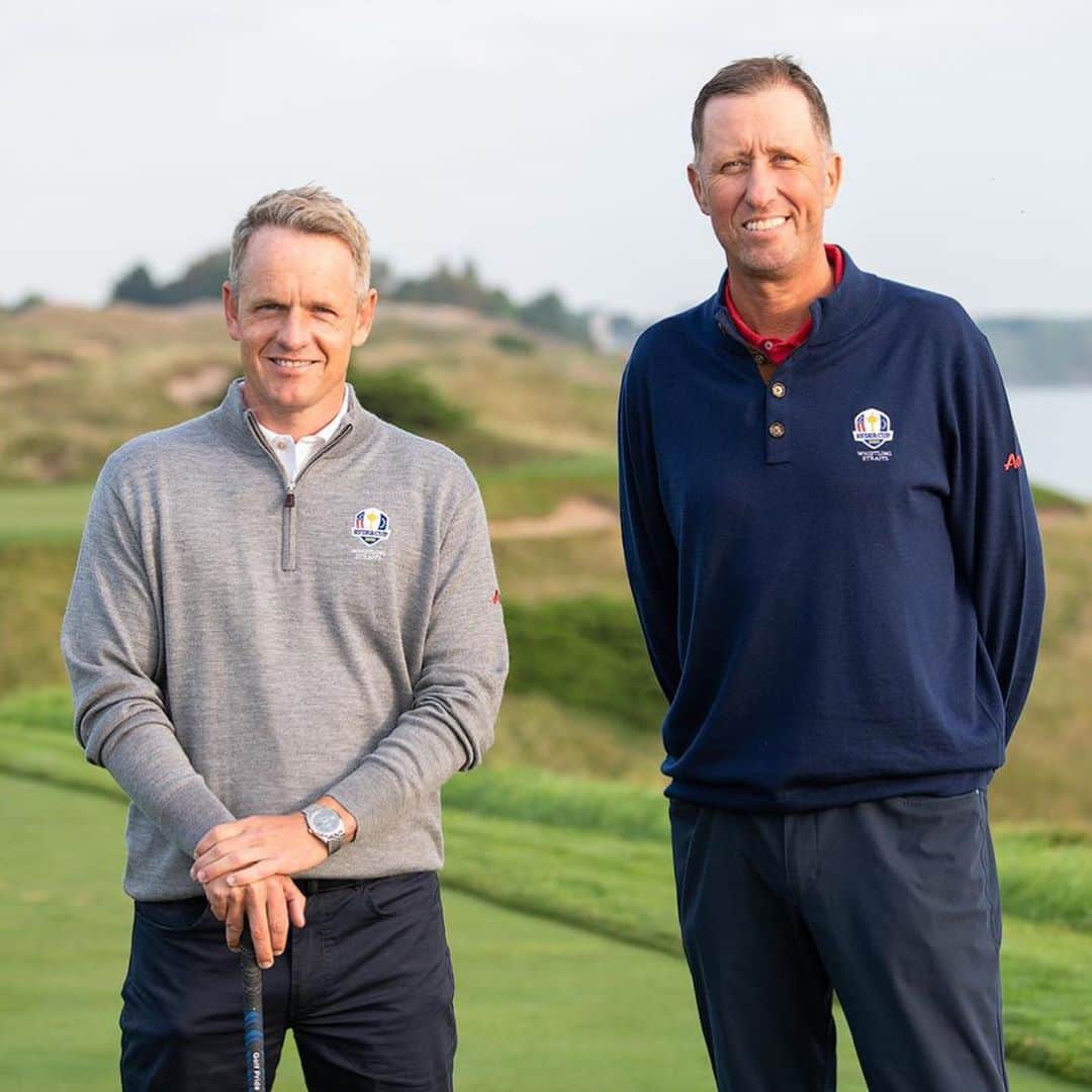 ルーク・ドナルドのインスタグラム：「Did some filming up at Whistling Straits a couple of days ago with the legend Jim “Bones” Mackay for Aon. Would have been crunch time right about now - fingers crossed we are a go for 2021 🏆 It’s going to be quite the setting. #Rydercup #Bones #Aon #whistlingstraits photo cred @austinchow」