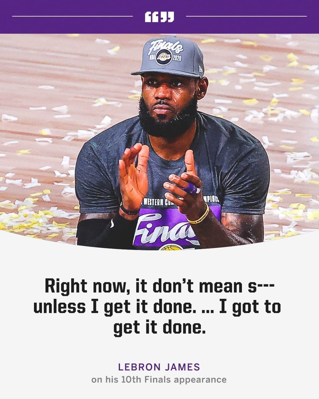 espnさんのインスタグラム写真 - (espnInstagram)「@kingjames knows there is still more work to be done after advancing to his 10th Finals 💯 (via @davemcten)」9月27日 23時01分 - espn