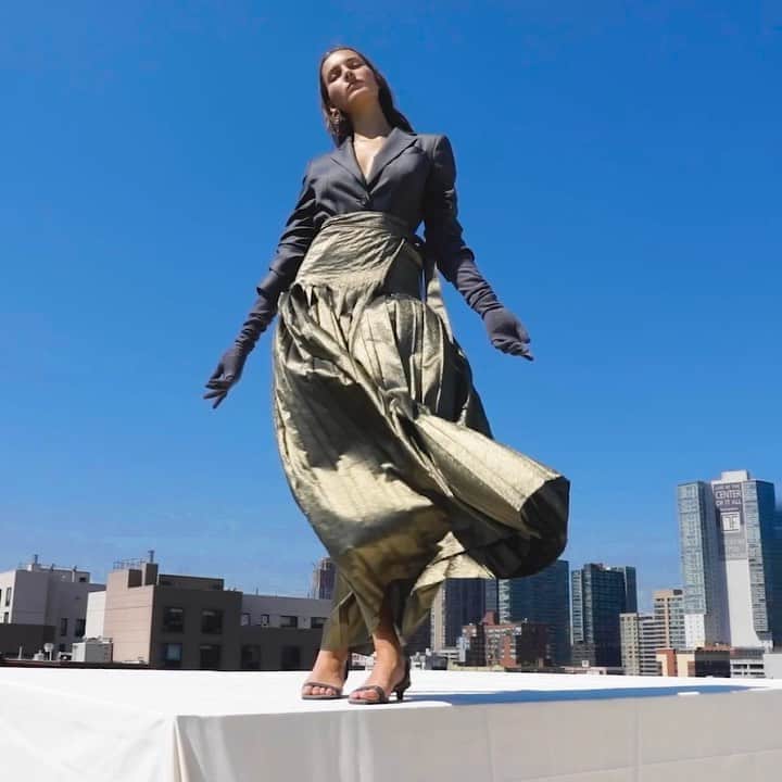 Saks Fifth Avenueのインスタグラム：「Lights, Camera, @brunellocucinelli_brand: Make a statement in metallic, floor-length pleats. #SaksStyle」