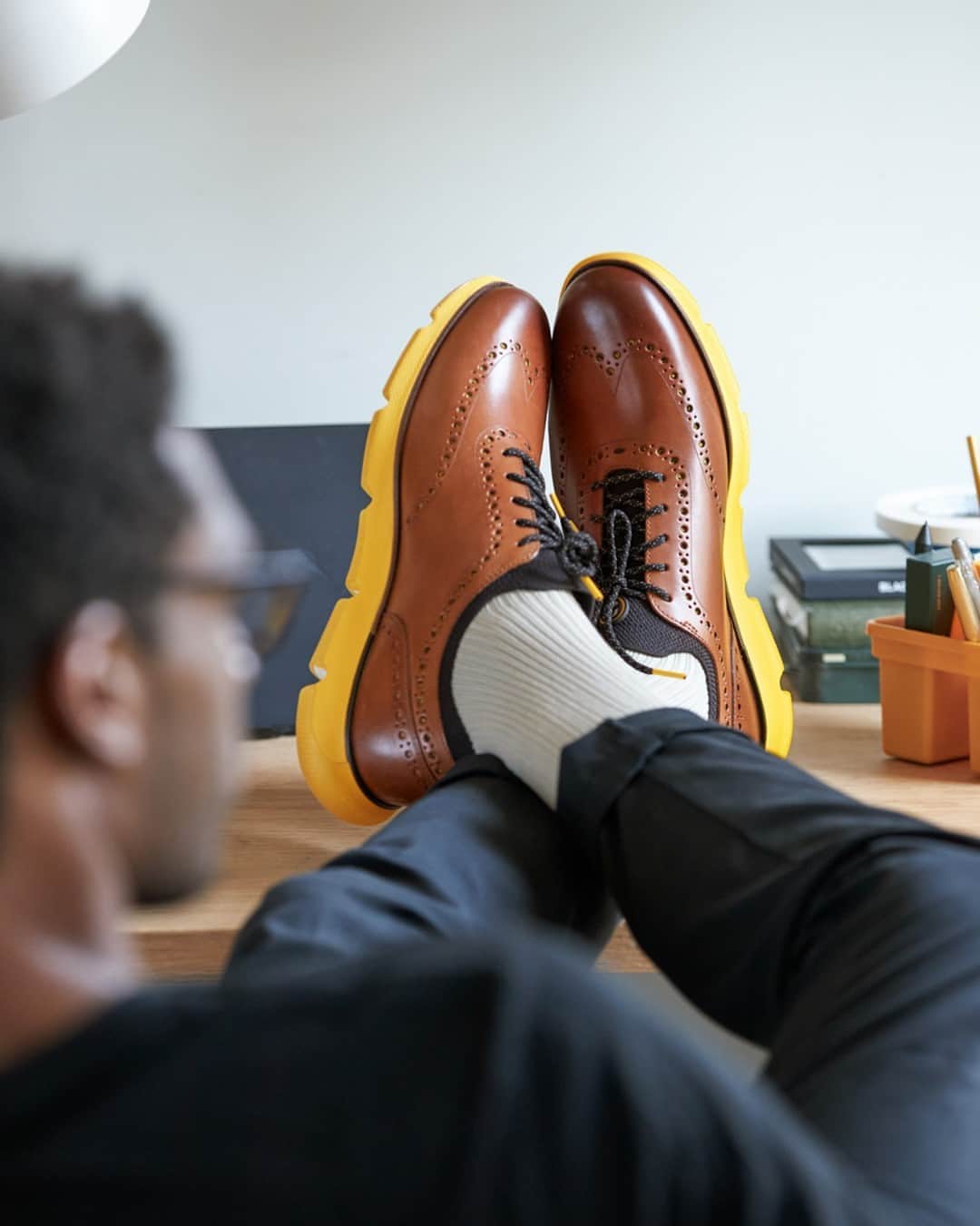 Cole Haanのインスタグラム：「We still want to see your #shoesonadesk! Show us where and how you're working—and you might be featured on our Instagram stories.」