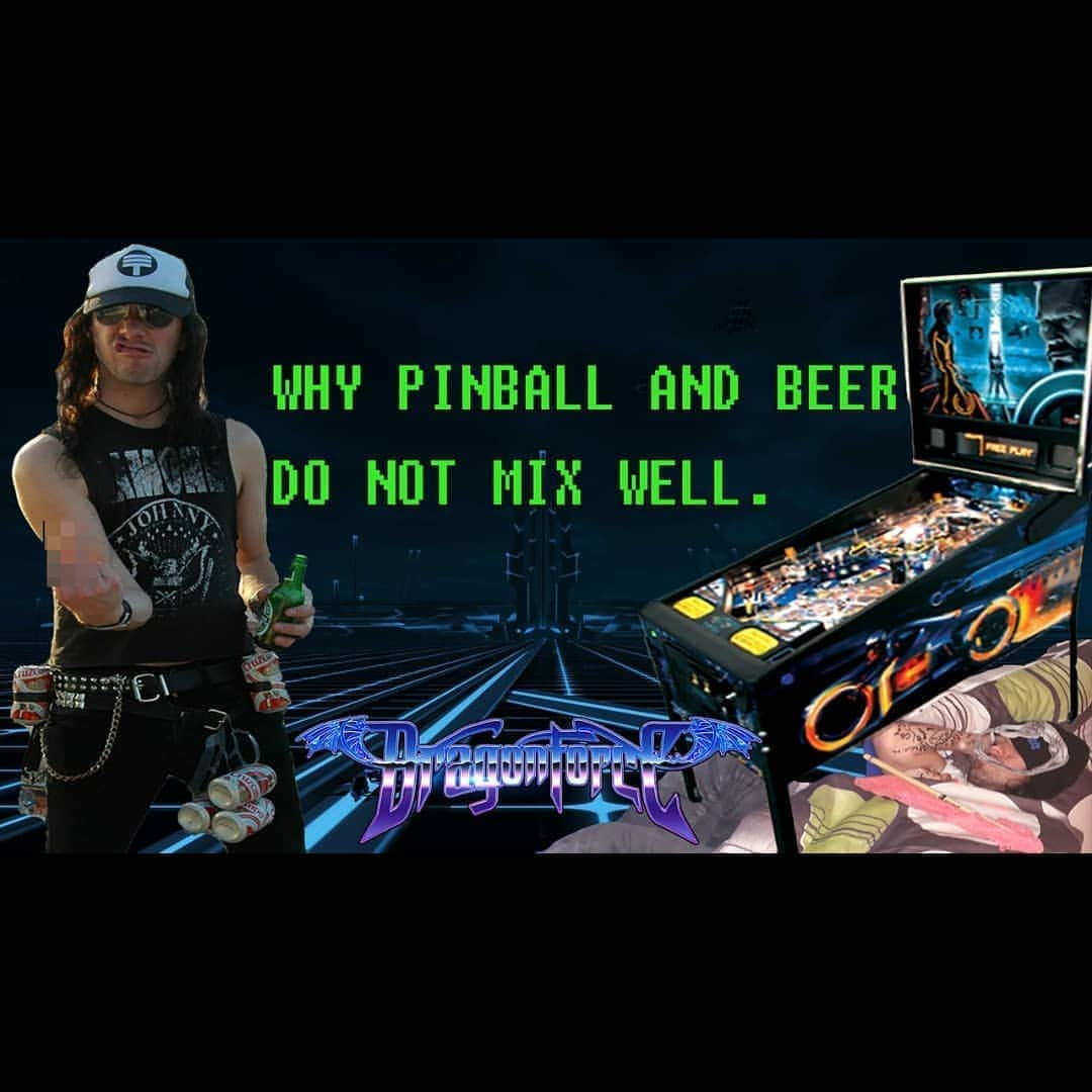 DragonForceさんのインスタグラム写真 - (DragonForceInstagram)「Who wants to see the drunkest and worst pinball player ever? Here is the 2nd video from our guitarist #samtotman .  Let us know if you wanna see more of these videos or if he should just sell all his machines and give up!? Or perhaps create a drunk gaming channel?!  Check it out from link in bio or watch on our YouTube.com/dragonforce  #dragonforce  #powermetal  #heavymetal  #guitarsolos  #pinball  #sternpinball  #beer」9月28日 1時24分 - dragonforcehq