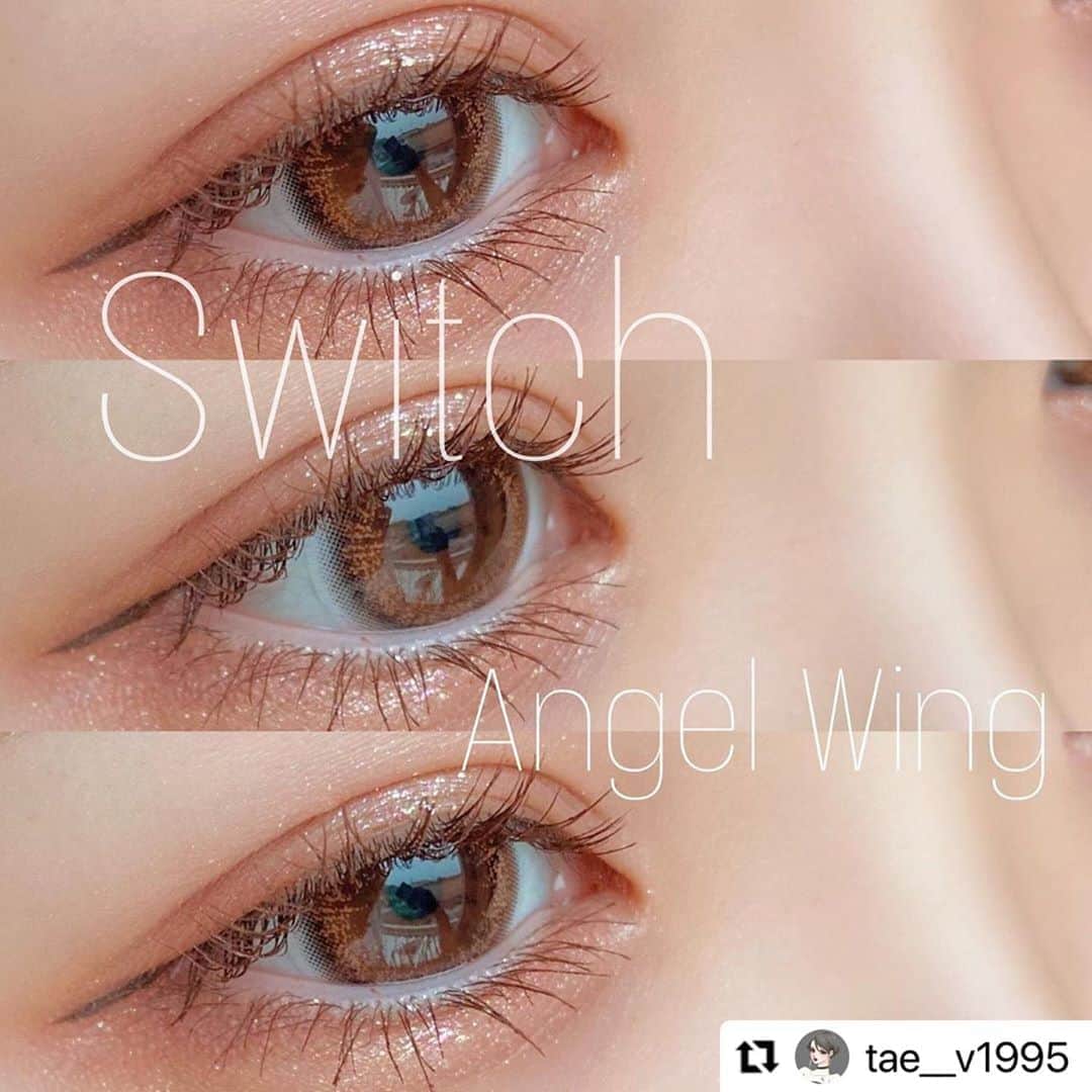 のインスタグラム：「. #スイッチ #エンジェルウィング 着用ありがとうございます🧡 .  @tae__v1995 with @make_repost ・・・ ❁¨̮ デカ目効果◎ナチュラルなのに目が大きく見えるカラコン🥺❕  今回は#今田美桜 さんモデルの#スイッチ をご紹介します🐰💗  🐰Switch  byDiya🐰 #エンジェルウィング DIA:14.2mm GDIA:13.6mm BC:8.6 使用期限:1ヶ月 1箱1枚入 全3色  今回ご紹介するカラーは〝エンジェルウィング〟です！ サイズは少し大きめだけど、派手じゃないのでよく馴染みます🙆‍♀️◎ 説明にはピンクブラウンとありますが、どちらかというと少しオレンジっぽいかな思います💭 ぼかしフチなので不自然感ゼロで初心者さんでも使いやすい👏💗  個人的にレンズが柔らかくて取り外ししやすいのが嬉しかったです🥺✨  気になる方はサンシティ(@sancity_official )様のサイトへGo！！  #switch#エンジェルウィング」