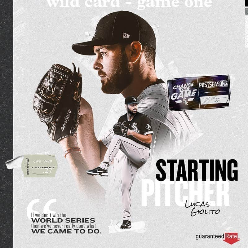 シカゴ・ホワイトソックスさんのインスタグラム写真 - (シカゴ・ホワイトソックスInstagram)「Lucas Giolito has Game 1.」9月29日 0時46分 - whitesox