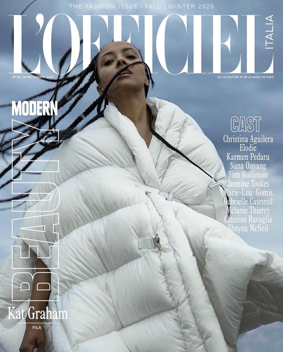 カテリーナ・グレアムのインスタグラム：「WHHHAAAAA MY FIRST L’OFFICIEL COVER!!!!!! Thank you @marcodl82 @lofficielitalia!! 🙌🏽🙏🏽🎉💥🚨🤯👊🏽🥊  #Repost @lofficielitalia ・・・ MODERN BEAUTY - Kat Graham for L’Officiel Italia n°34, The Fall Issue 2020  Photographed by Filip Koludrovic and Fashion by Marco De Lucia Link in bio to discover more. Team Credits: Icon @katgraham in @filaeurope  Editor in chief @giampietrobaudo  Photographed by @filipkoludrovic Fashion by @marcodl82 @luisaviaroma Interview @giorgiacantarini Hair @iamdevapink Makeup @elisarampi Production @federicafragnoli @luisaviaroma Fashion Coordinator @therealgiuliomartinelli Special thanks #CristianaCanosa #AlbertaCarafa  Location #comunediOrtona Stay tuned for more.  #KatGraham #ModernBeauty #LOfficielitalia #TheFall2020Issue #fila #FashionMagazine #LOfficiel」