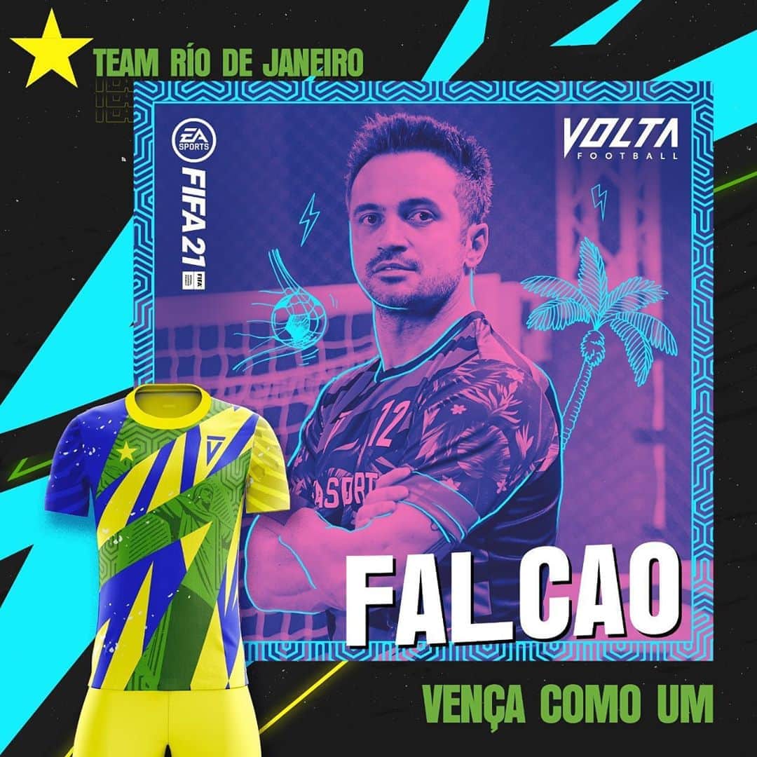 アレッサンドロ・ローザ・ヴィエイラのインスタグラム：「Fala, galera! Quem lembra do time Rio que eu fiz parte ano passado e que fomos campeões do mundo em Londres do MODO VOLTA?   Pois bem, estamos de volta com um uniforme novo, desenhado especialmente para esse time fera e cheio de referências ao Brasil e ao Rio de Janeiro.  Agora, esperem, que vem mais coisa boa por aí! #SquadRio @easportsfifabrasil @easportsfifa #FIFA21 #volta」