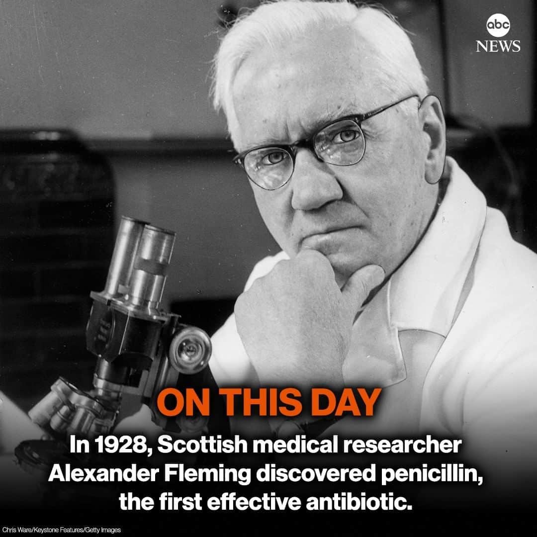 ABC Newsさんのインスタグラム写真 - (ABC NewsInstagram)「ON THIS DAY: In 1928, Scottish medical researcher Alexander Fleming discovered penicillin, the first effective antibiotic. #onthisday #medicine #penicillin #alexanderfleming #antibiotics」9月28日 19時11分 - abcnews
