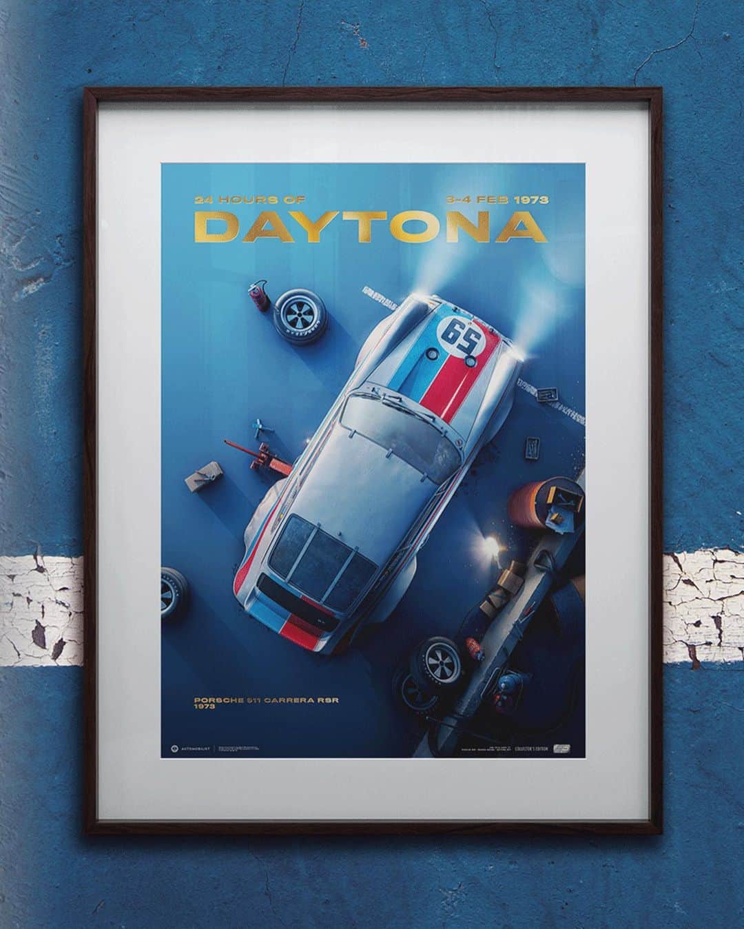 Porscheさんのインスタグラム写真 - (PorscheInstagram)「With the 1973 Daytona 24 Hours marking the first major international victory for a 911-based car, these captivating past and future posters–limited to 911 pieces–by @IAmAutomobilist take the 911 Carrera RSR to the moon and back.」9月28日 19時39分 - porsche