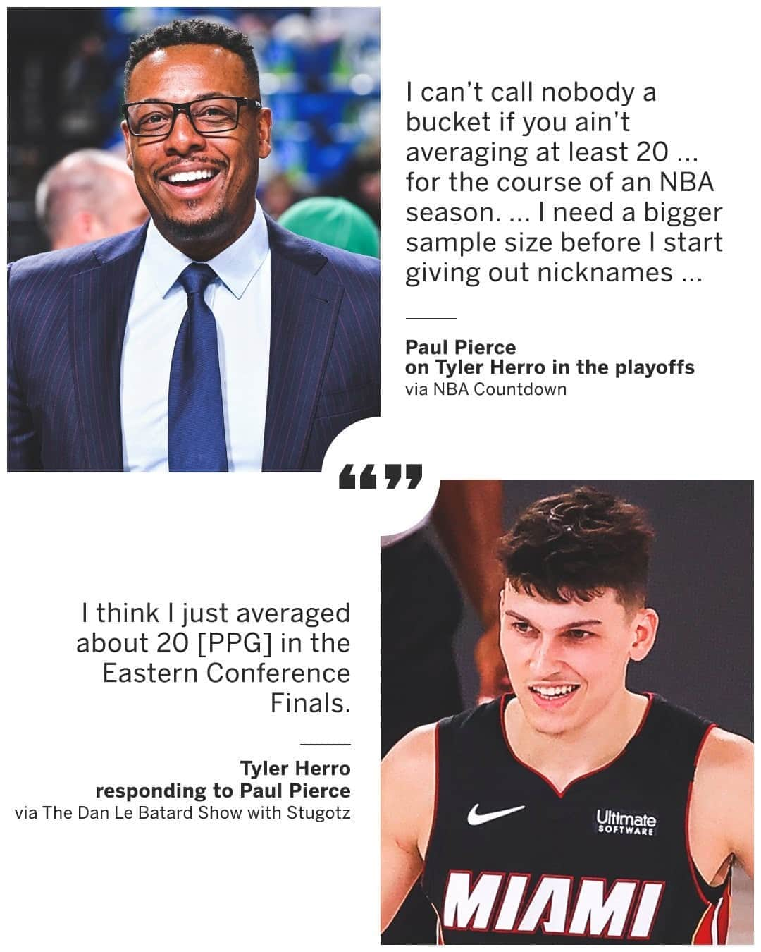 espnさんのインスタグラム写真 - (espnInstagram)「Tyler Herro responded to Paul Pierce after Pierce said he needs a larger sample size to call Herro a bucket 🗣️」9月29日 11時03分 - espn