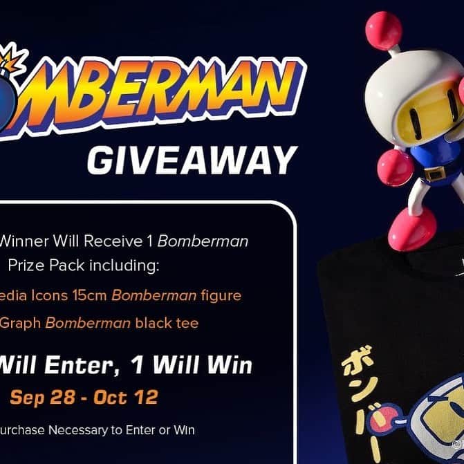 KONAMIさんのインスタグラム写真 - (KONAMIInstagram)「Check out this amazing #Bomberman Giveaway with our partners:  @neamediaicons @graphmkt  That shirt is FIRE! That statue is EXPLOSIVE!   Enter now! Do not miss on this gear!   https://gleam.io/7KJSg/bomberman-tee-figure-giveway」9月29日 6時00分 - konami