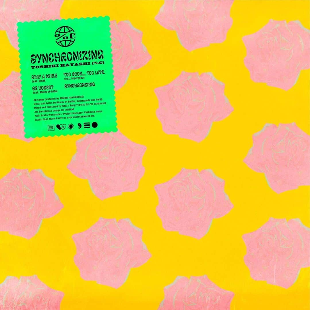 Tropical Discoのインスタグラム：「『TOSHIKI HAYASHI(%C) / Synchronizing』Released on Sep 18th 2020 .  (T1) Stay A While w/ @9m88  .  (T2) Too Soon..., Too Late... w/ @supergoods_bnd  .  (T3) Be Honest w/ @blueny_ouioui  .  (T4) Synchronizing  .  Please listen all the songs from link in bio .  #toshikihayashi #percentc」