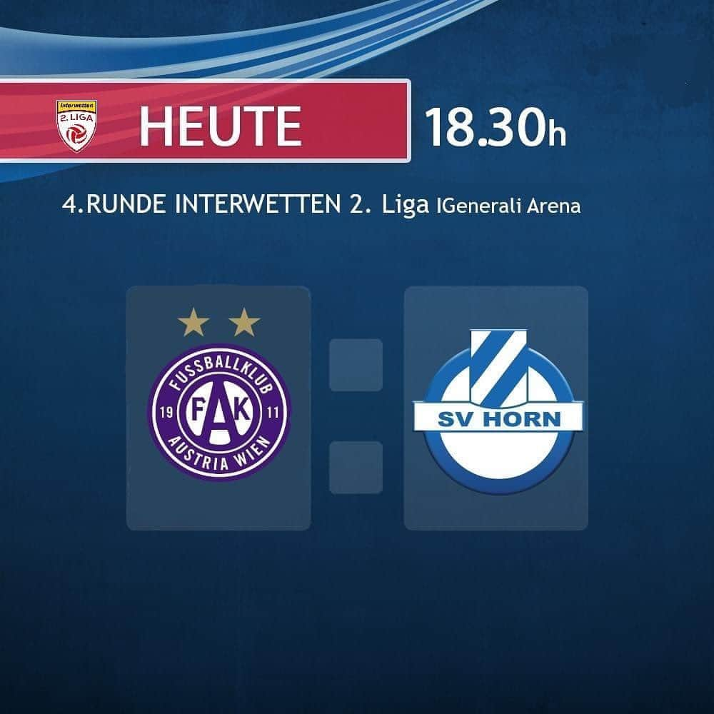 SVホルンさんのインスタグラム写真 - (SVホルンInstagram)「+++ MATCHDAY +++  Die Young Violets empfangen uns heute in der Generali Arena. Anpfiff ist um 18:30 Uhr! Der Link zur Übertragung des Spieles ist: https://www.laola1.at/de/ott/de-at/playerpage/228851/  Wir freuen uns auf ein spannendes Match und hoffen natürlich auf 3 Punkte! #bepartofit #svhorn」9月29日 19時49分 - svhorn1922