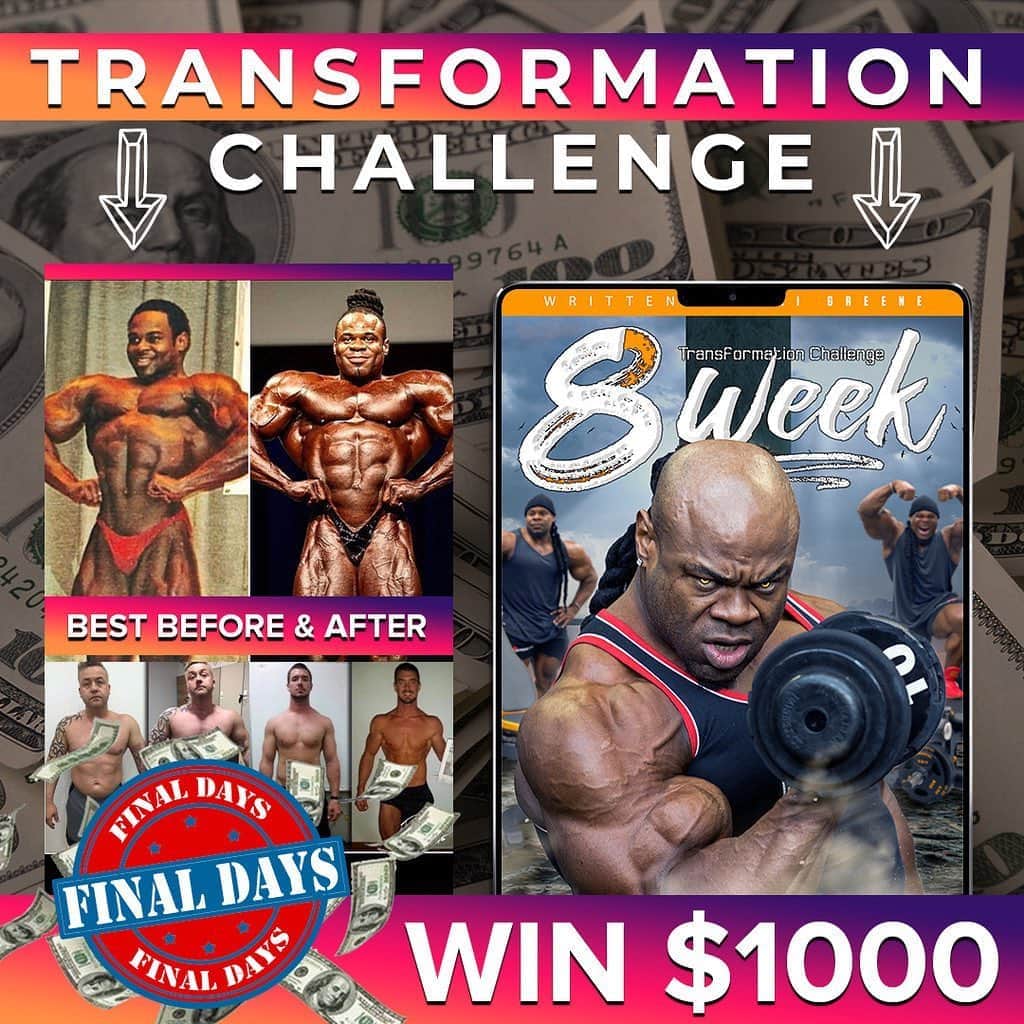 カイ・グリーンのインスタグラム：「🚨FINAL DAYS TO JOIN My 8 Week Challenge Is Closing In Fast!! Have You Entered Yet?! The Best Transformation WILL WIN $1,000 and a One Year @dynamikmuscle sponsorship  FULL 8 WEEK PROGRAM Giving you all the tools (Diet/Training) you need to make BIG CHANGES in your physique!  HERE’S WHAT YOU GET 💸 1,000 Cash Grand Prize ⚒ 1 Year #DynamikMuscle Sponsorship 💪🏾 8 Weeks Of Intense Workouts 🍏 8 Week Nutrition / Meal Plan 🗯 Daily Text From Me 👥 Private Facebook Group 🎆 For Male & Female 🌏 Yes! Worldwide Entry  👉🏾Click the link in bio to join the 8 Week Challenge. Spots limited...LETS WORK!!」