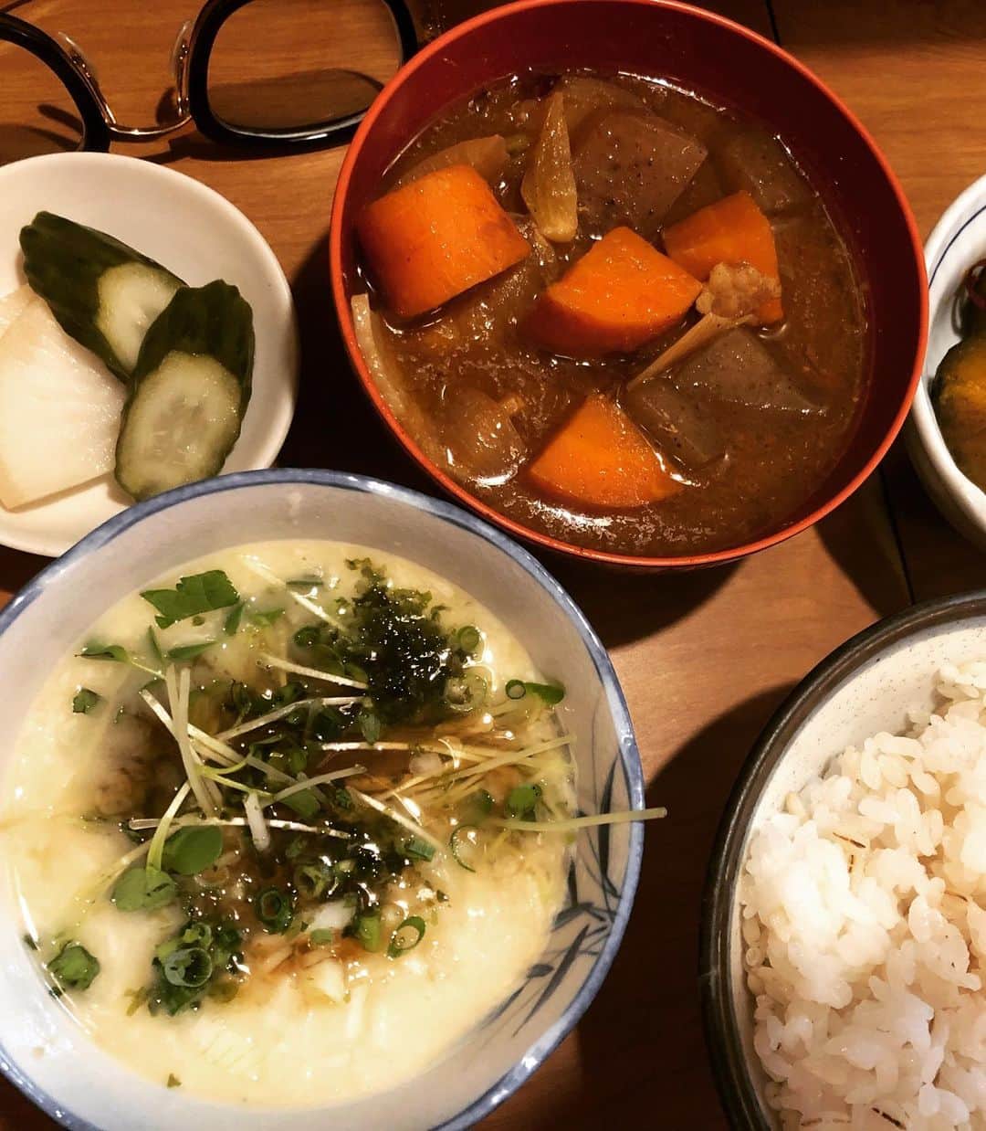 名越康文さんのインスタグラム写真 - (名越康文Instagram)「本日の #満寿川リポート #とろろ #さつま芋汁 #南瓜の煮付け」9月29日 13時04分 - nakoshiyasufumi