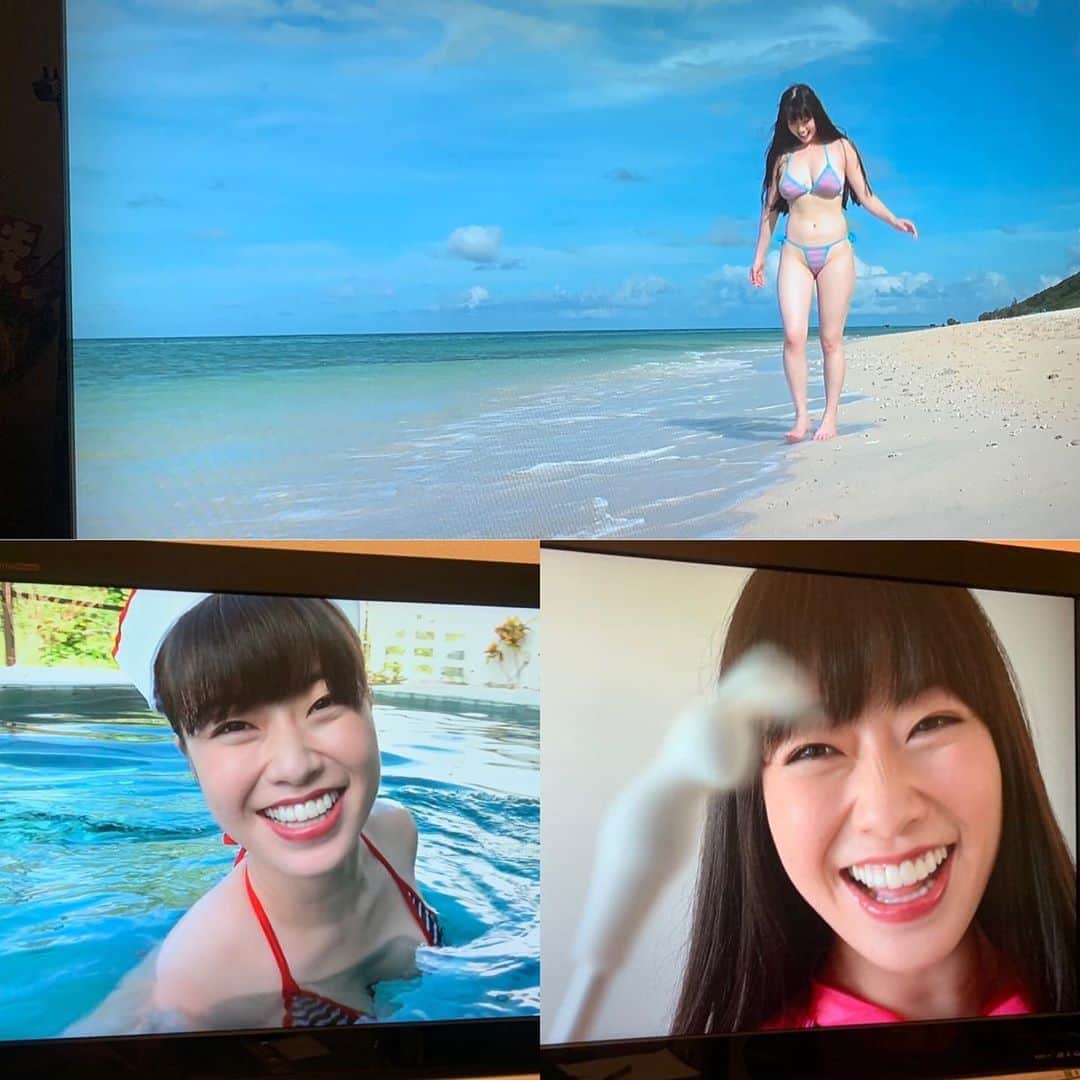 のインスタグラム：「やっぱり宮古島綺麗だなー🌴☀️ 笑顔満載の、熱々な作品楽しみにお待ち下さいね🥰 さんぴん茶ガブガブ飲みながら撮影頑張りました！ #gravure #gravureidol #イメージdvd #blacklonghair #asiangirl #japanesegirl #sexy #bikini #swimwear」