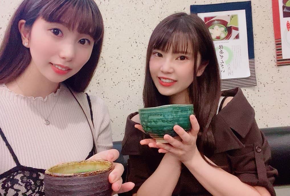 宮里ゆりはのインスタグラム：「. きゃわい子ちゃんと🍵💓 この前にハンバーグも🍽 たくさん話せて楽しかったです🌸  #紗月めい ちゃん #抹茶#かき氷」