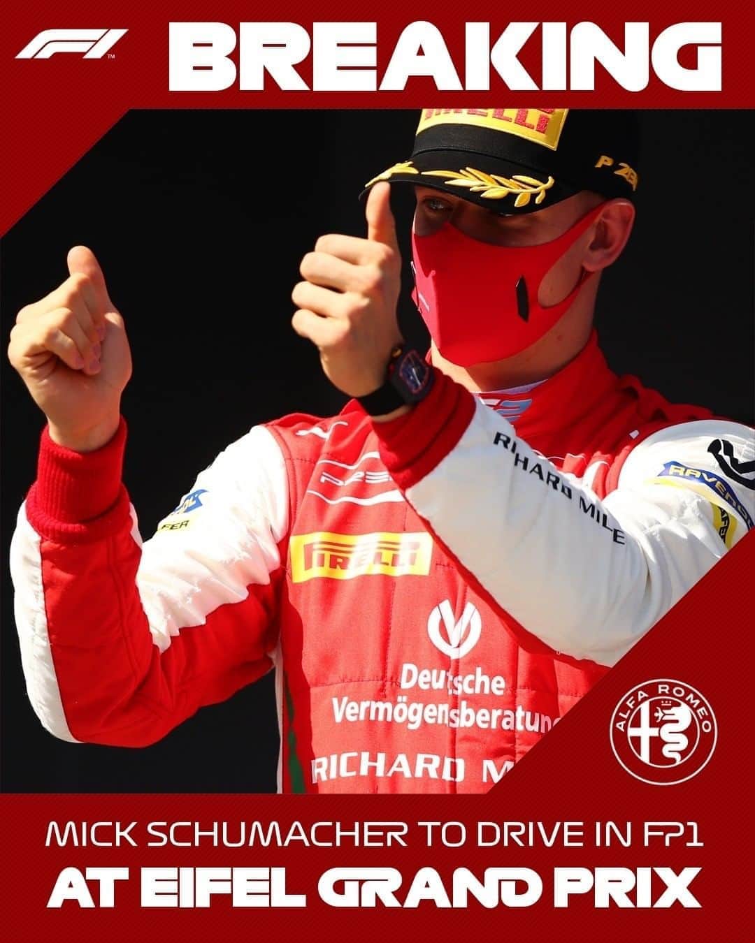 F1さんのインスタグラム写真 - (F1Instagram)「BREAKING: Mick Schumacher will drive for @alfaromeoracingorlen in the opening practice session at the 2020 Eifel Grand Prix at the Nurburgring 🙌🇩🇪 . Schumacher will be joined by fellow @fiaf2championship racer Callum Ilott who will drive for the @haasf1team in Friday's FP1 session 👍 Robert Shwartzman will also be featuring in an F1 practice session later in the year at the season finale in Abu Dhabi 👏 . #EifelGP #Formula1 #F1 @mickschumacher @callum_ilott @robertshwartzman」9月29日 21時19分 - f1