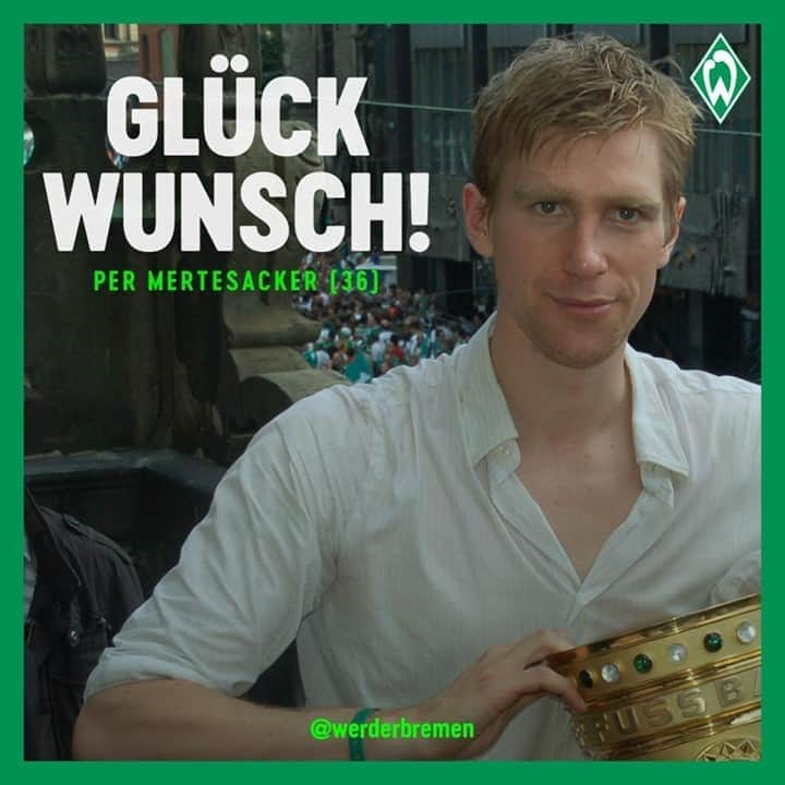 ヴェルダー・ブレーメンさんのインスタグラム写真 - (ヴェルダー・ブレーメンInstagram)「Happy Birthday, Merte! 🎉🏆 _______ #werder #bremen #svw #mertesacker #birthday #pokalsieger #weltmeister #nordphoto」9月29日 21時51分 - werderbremen