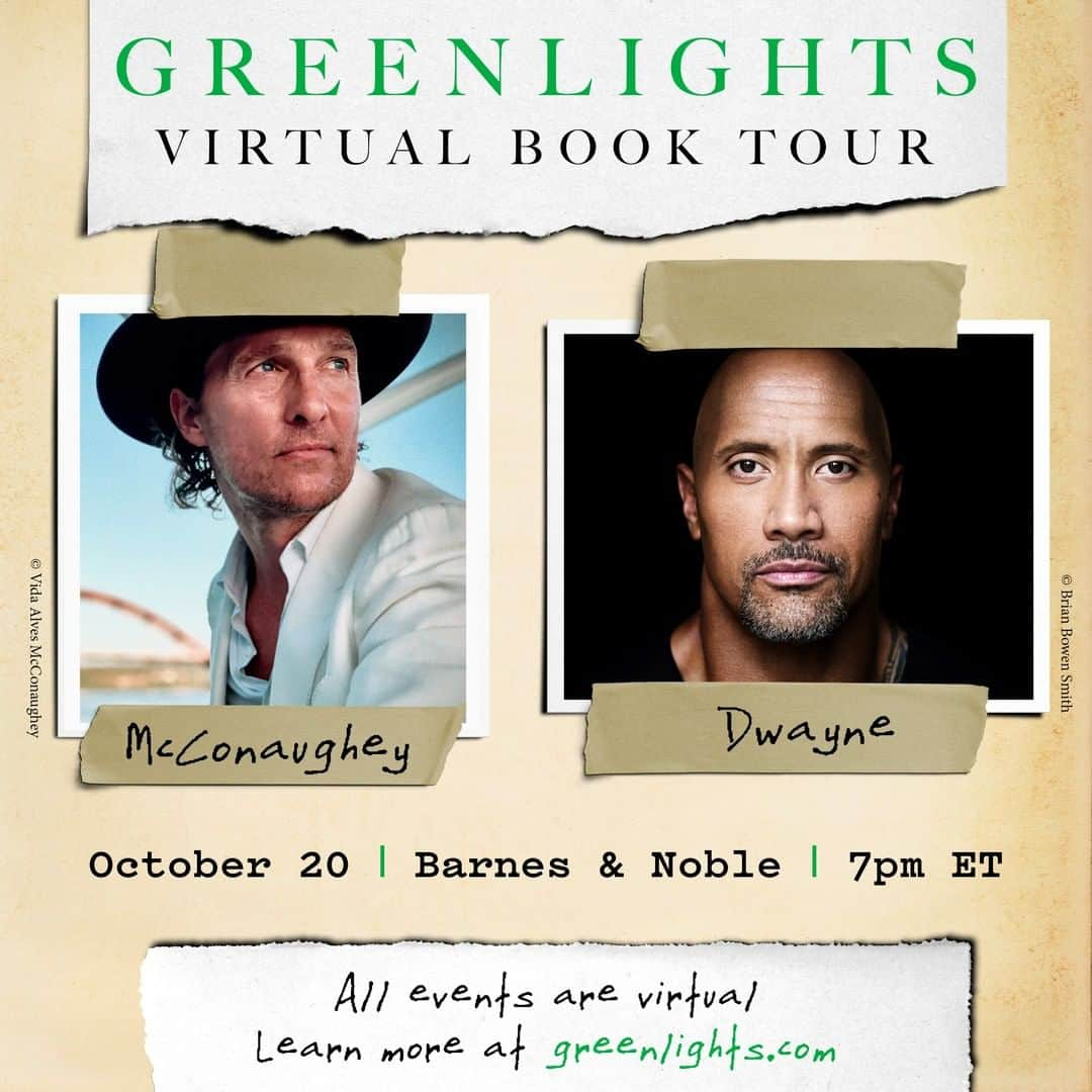 マシュー・マコノヒーさんのインスタグラム写真 - (マシュー・マコノヒーInstagram)「@therock  #greenlightsbook info at greenlights.com  …and the tour continues with more special guests coming this week...」9月30日 0時00分 - officiallymcconaughey