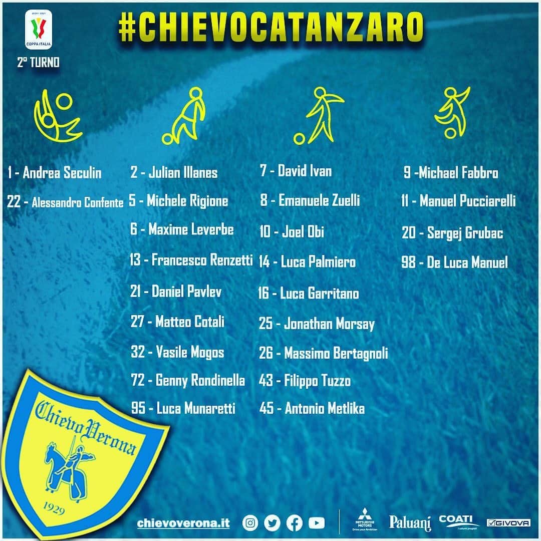 ACキエーヴォ・ヴェローナさんのインスタグラム写真 - (ACキエーヴォ・ヴェローナInstagram)「📋🏆 2* turno @seriea #CoppaItalia #ChievoCatanzaro: i 2⃣4⃣convocati gialloblù 💛💙 #coppa #italia #calcio #serieatim #seriebkt #match #bentegodi #partita #chievo #chievoverona #catanzaro #forzachievosempre #gialloblú」9月30日 1時09分 - acchievoverona