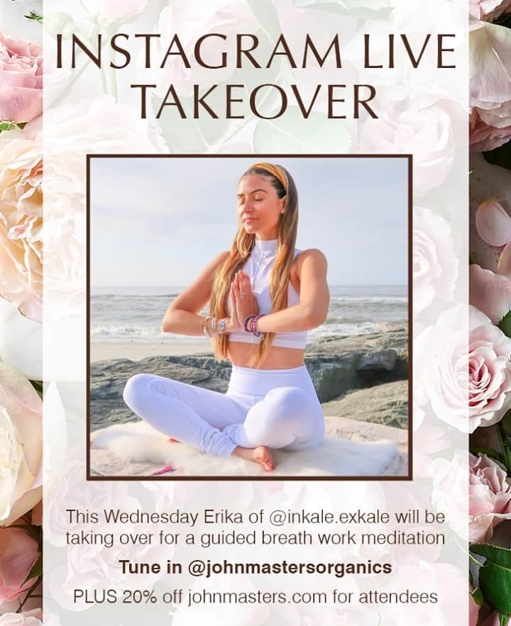 John Masters Organicsのインスタグラム：「NEED A MOMENT? WE DO TOO. ⁠ ⁠ We’ve always wanted to learn more about the benefits of practicing breath work, and now seems like just the right time. So we’ve connected with Erika @inkale.exkale to take over our IG and take us through a mini class! Erika will share her insights on how breath work can help with anxiety, easing stress, channeling energy, bringing focus and most of all — creating a sense of calm. ⁠ ⁠ Join us Wednesday September 30th ⁠ Tune in @johnmastersorganics⁠ + 20% off johnmasters.com for attendees⁠ When: Wednesday 3pm PST / 6pm EST⁠ Where: @johnmastersorganics Instagram Live⁠」