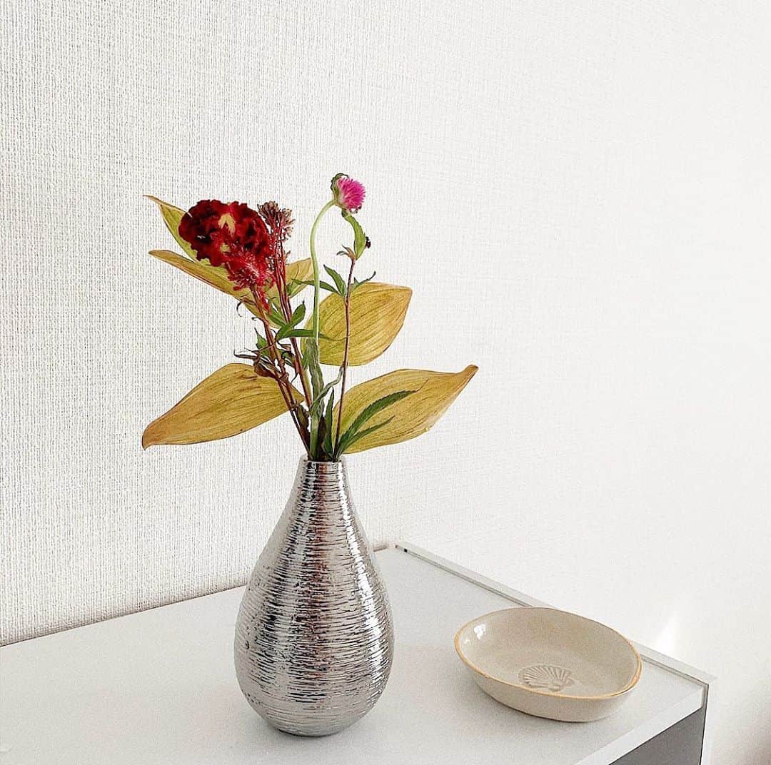 のインスタグラム：「家にお花があると気分が変わる🌹 * @medelu_official 様のモニターとして選んで 頂きました✨ medeluから毎週or隔週でお花がお家に届くよ💐 色味がとっても好み☺️💗 お花の鮮度と品質も良し🙆‍♀️ * * #medelu#お花定期便#花#花束#お部屋#一人暮らし#一人暮らし女子」