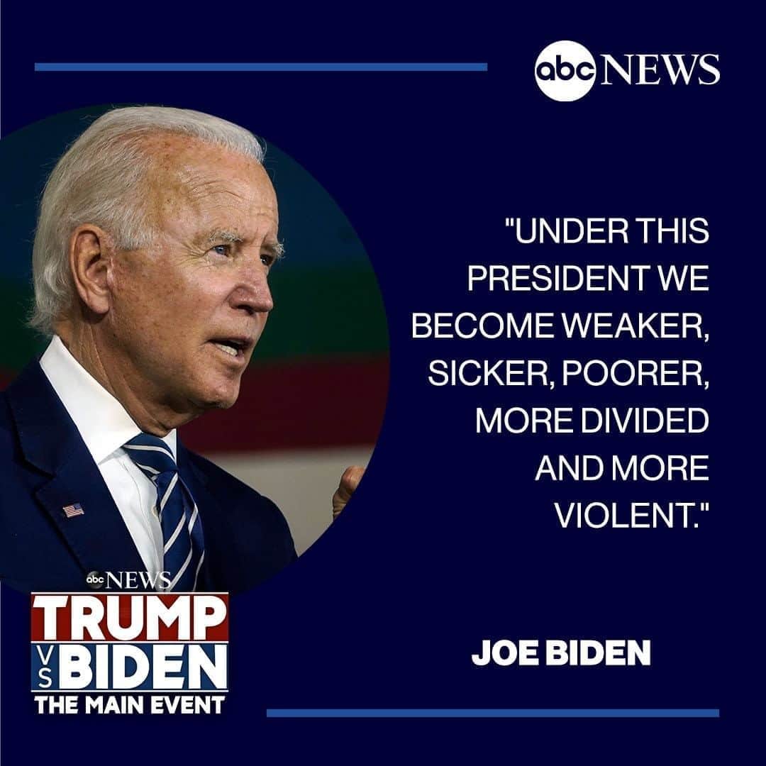 ABC Newsさんのインスタグラム写真 - (ABC NewsInstagram)「Former VP Joe Biden and Pres. Trump had very different answers when asked why Americans should vote for them during the first presidential debate. #Debates2020.」9月30日 12時10分 - abcnews
