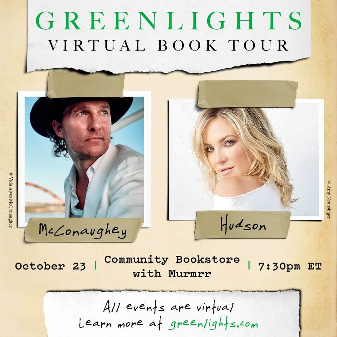 マシュー・マコノヒーさんのインスタグラム写真 - (マシュー・マコノヒーInstagram)「@katehudson  #greenlightsbook info at greenlights.com  …and the tour continues with more special guests to come...」10月1日 0時00分 - officiallymcconaughey