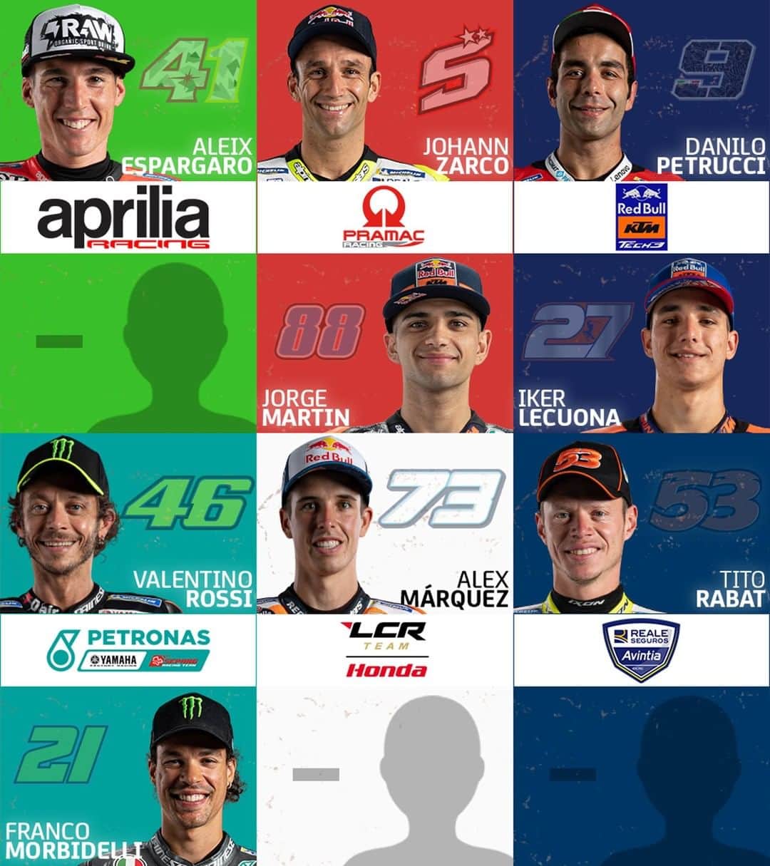 MotoGPさんのインスタグラム写真 - (MotoGPInstagram)「The 2021 grid is filling up! 👀 Just 3 places remain to be confirmed for next year! 🙌 #MotoGP #Motorcycle #Racing #Motorsport」9月30日 20時25分 - motogp
