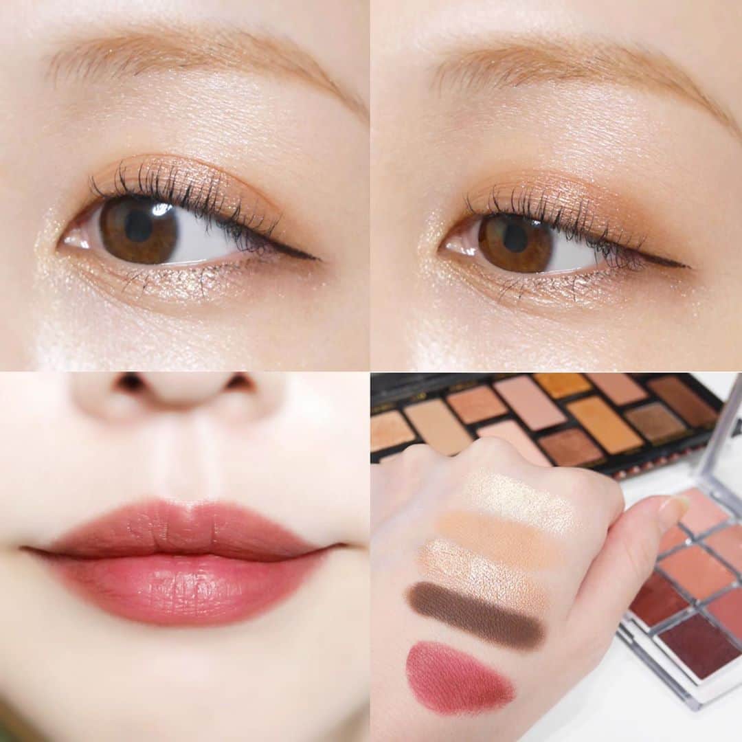 海老原りさのインスタグラム：「🤎🍫#お気に入りコスメ でメイク🍫🤎﻿ ﻿ ﻿ ﻿ こんばんは🍁﻿ ﻿ 最近肌寒くなりましたね〜*･゜ﾟ﻿ ﻿ 肌が風にあたってひんやりして﻿ ちょっと切ない気持ちにもなるような﻿ 私はすごく好きな季節🍂˚✧₊﻿ ﻿ ✔︎Too Faced﻿ ボーン ディス ウェイ ザ ナチュラル ヌード ﻿ アイシャドウ パレット ¥6,380(税込)﻿ ﻿ 私のベストコスメの一つ。﻿ ﻿ ケースの蓋がマグネット？のパカパカで﻿ 持ち運びには向いてはいないけれど﻿ 発色の良さ、グリッターのキラキラ感、﻿ 誰でも使えるし似合うカラバリという点で﻿ はなまる💮パレット😊﻿ ﻿ ✔︎Dior BACKSTAGE リップパレット001﻿ こちらは生産終了してしまったんだけど﻿ この季節になると絶対使いたくなるほどお気に入り。﻿ ﻿ ﻿ 秋は深みのあるカラーでメイクしがち☺️🌰 ﻿ ﻿ ﻿ #tooFaced#DiorBACKSTAGE﻿ #今日のメイク#ディオールバックステージ#コスメスウォッチ#ベストコスメ#お気に入りコスメ#韓国メイク#韓国コスメ#Kビューティー#kbeauty#motd#화장품#化妆品#ボーンディスウェイザナチュラルヌードアイシャドウパレット」
