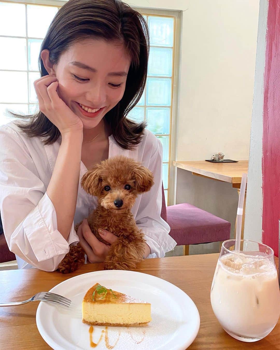 王子咲希(saki ouji)のインスタグラム：「.  . りまちゃんと初カフェ🐶☕️❤️ . . #dogcafe #ティーカッププードル #トイプードル #いぬすたぐらむ  #犬のいる暮らし」