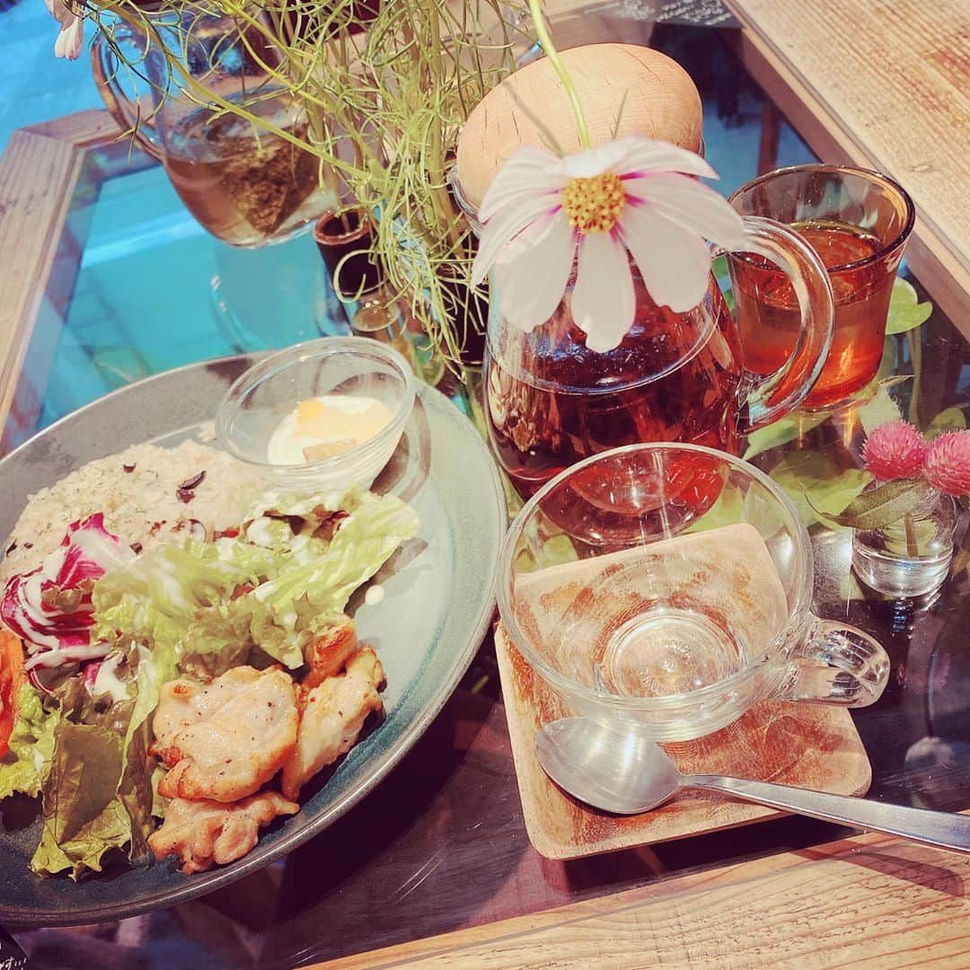 湯浅かえでのインスタグラム：「秋桜とおいしいご飯と千日草🌸」