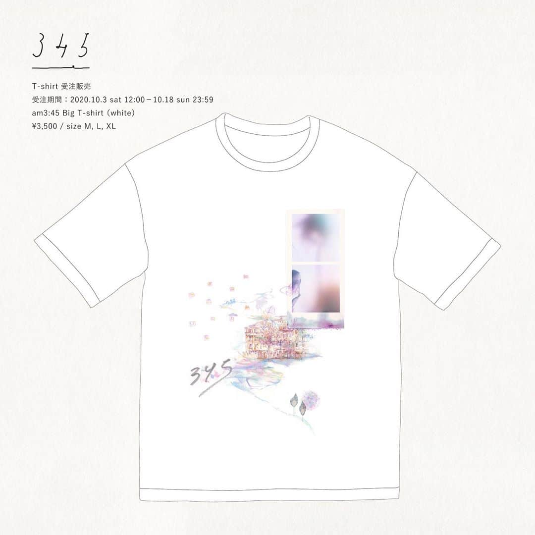 のインスタグラム：「素敵なTシャツを作りました。3パターンあります。みなさま、ぜひ、素敵に着こなしてくださいませ☺️お揃いしましょう〜👻  ・345 bass Big T-shirt (ブラック/ホワイト) ・am3:45 Big T-shirt (ホワイト)  受注期間：10月3日(土)12:00〜10月18日(日)23:59 販売URL：http://shopping.deli-a.jp/artist/sigure.php?c1=134&c2=1237  #345Tシャツ #am3:45」