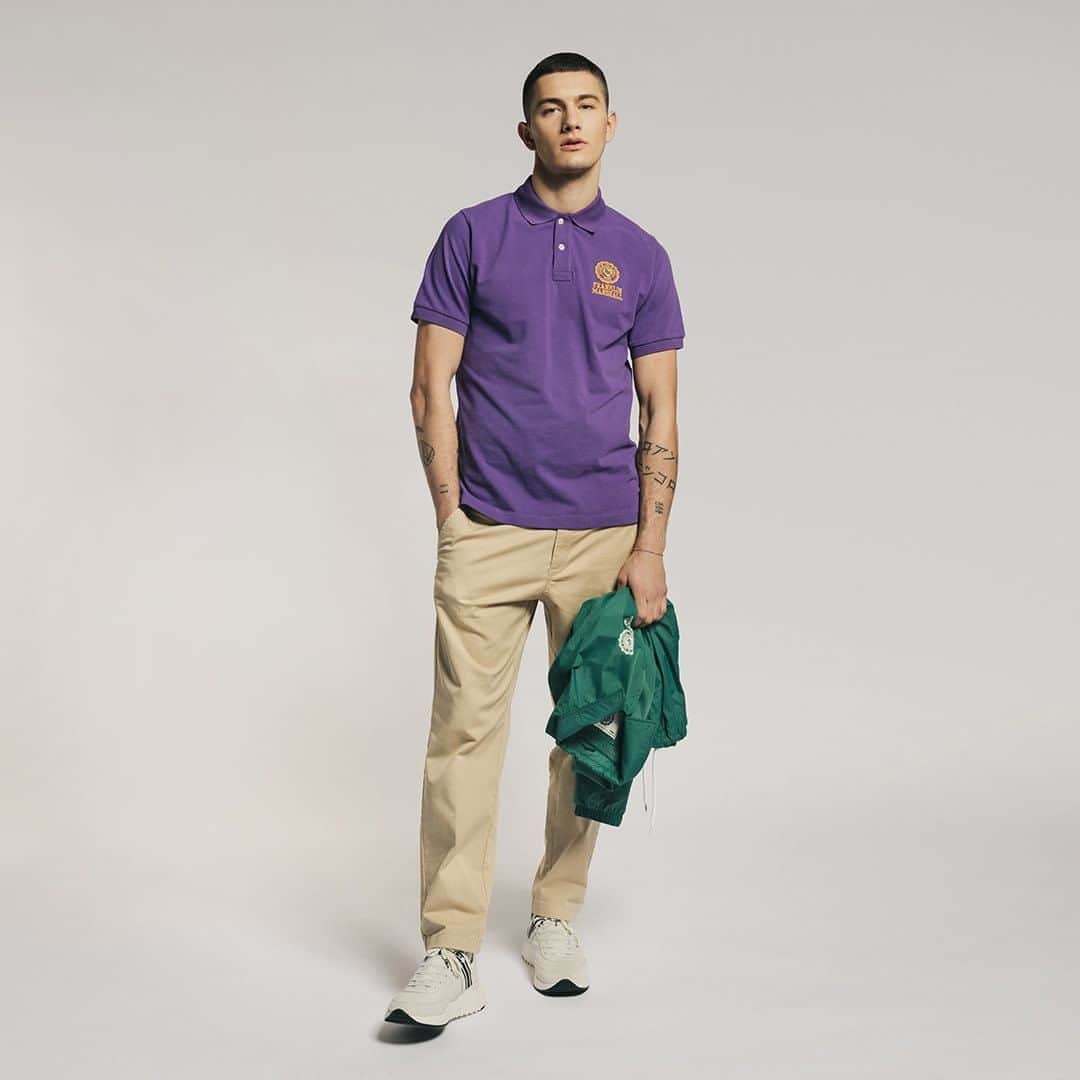フランクリン&マーシャルのインスタグラム：「FRANKLIN & MARSHALL  FW2020 COLLECTION   Fresh varsity details  #franklinandmarshall #newcollection #fw20 #polo #trousers #jacket」