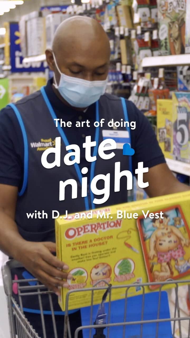 Wal-Mart Stores, Incのインスタグラム：「Step up your game on date night with a little help from our love coaches a.k.a associates, D.J. and Mr. Blue Vest. You’re on your own for pickup lines, 😉 but they’ve got a few things you can pick up at Walmart for a date night that won't disappoint.  Drop a 💙 in the comments if you like this video」