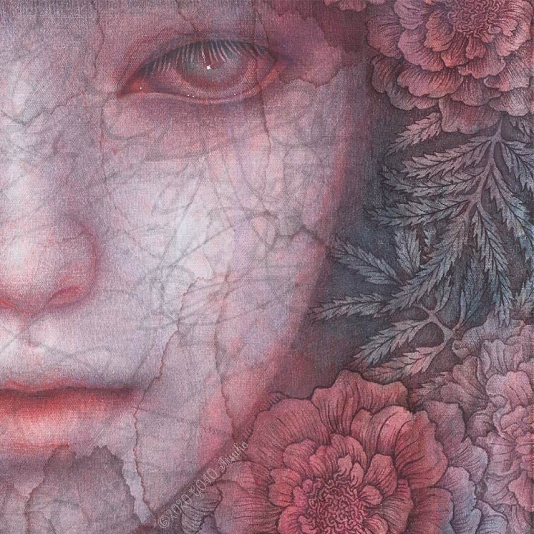 後藤温子さんのインスタグラム写真 - (後藤温子Instagram)「"Marigold" 2018 #watercolor #painting on #cottonfabric」10月1日 2時47分 - gotsukooo
