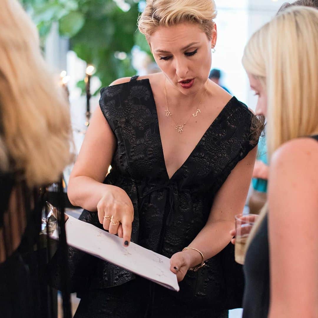ルル フロストのインスタグラム：「Looking back on another amazing event we did to launch our #zodiacs collection, with flowers by the great @pearlyposie and guests like @gabby3shabby @vanessabayer and @cygmakeup in attendance.  @moetchandon provided le Bubbly and it was a divine night all around!  For the next three weeks only, there are a few of our classic Zodiacs pieces available on the site for literally 50% off.  Get then while you can, they're flying off into the ether quicker than you can say Sagittarius ✨⚡🌟🌌」