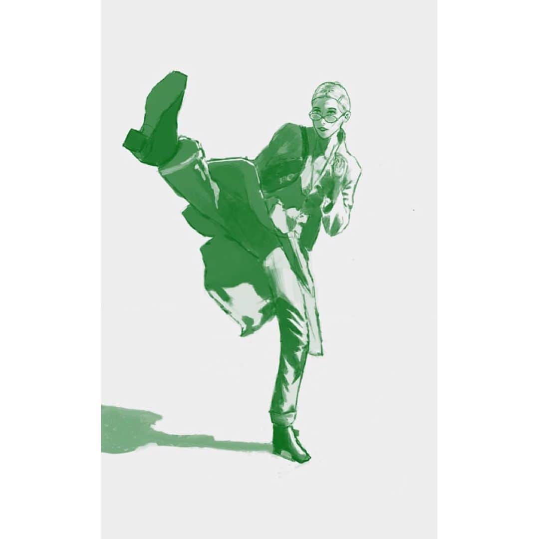 リアンヌのインスタグラム：「Thanks for embodying the spirit of my ninja kick in your beautiful art 🖼☺️ @sz.boldizsar7 ありがとうございます！」