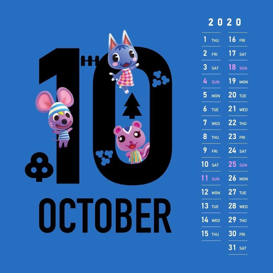 任天堂さんのインスタグラム写真 - (任天堂Instagram)「#2020年 #10月のカレンダー #どうぶつの森 #AnimalCrossing #October #calendar」10月1日 10時18分 - nintendo_jp