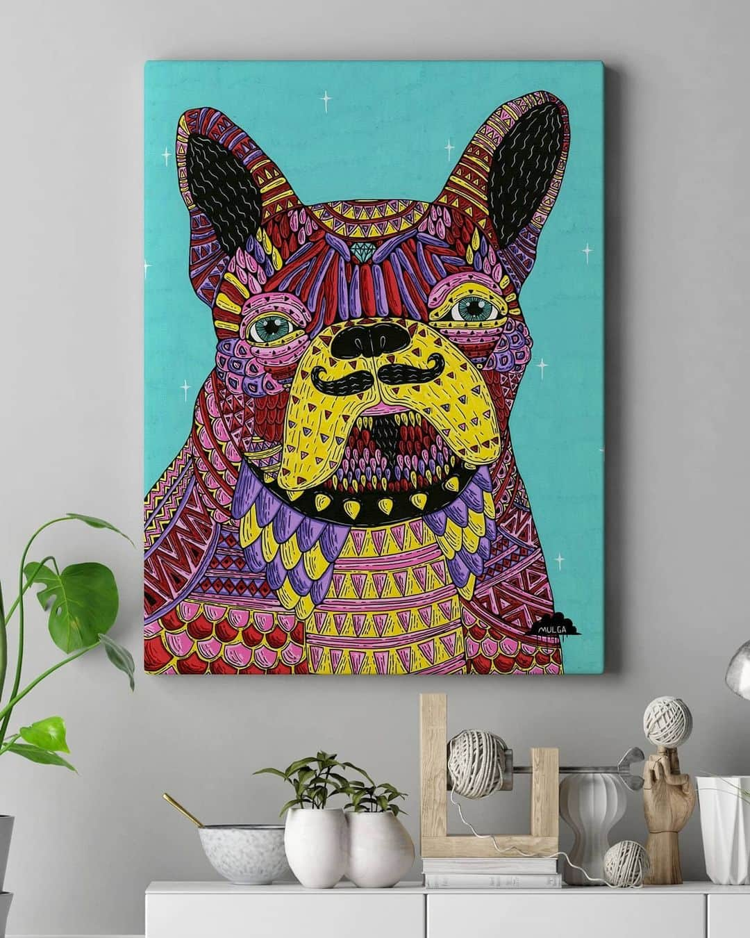 MULGAさんのインスタグラム写真 - (MULGAInstagram)「I am pleased for you to meet Franco the Frenchie, a painting I painted of a French bulldog.⁣ ⁣ The original has sold but he's available to purchase as a canvas print, hit up my website to get one. ⁣ ⁣ The story of Franco the Frenchie⁣ ⁣ Once there was a French bulldog called Franco the Frenchie and he had a best friend who was a cat and his name was Cat. One day Cat got kidnapped by some bad dudes who were going to turn his fur into some car seat covers for a client of theirs. Frenchie saw the whole thing go down but couldn't do anything because the gate was shut. Next time the gate was opened by his human fam members he made a dash for it and sniffed out the location of Cat. He went on a big and action packed journey and eventually found Cat who luckily still had all his fur. There was also about 100 other cats being kept prisoner with Cat so Franco released them all and then they all attacked the human bad dudes and messed them up real good. Those bad dudes never messed with cats or dogs again.⁣ ⁣  The End⁣ ⁣ #mulgatheartist #mulgatheartistshop #frenchbulldog #francothefrenchie #frenchbulldogart #petart #dogportrait」10月1日 10時51分 - mulgatheartist